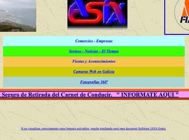 Captura de la primera página web de Asiaseguros, hecha con FrontPage